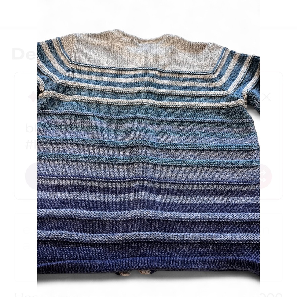 L.L. Bean striped ombré cotton knit button-front cardigan - Picture 4 of 5